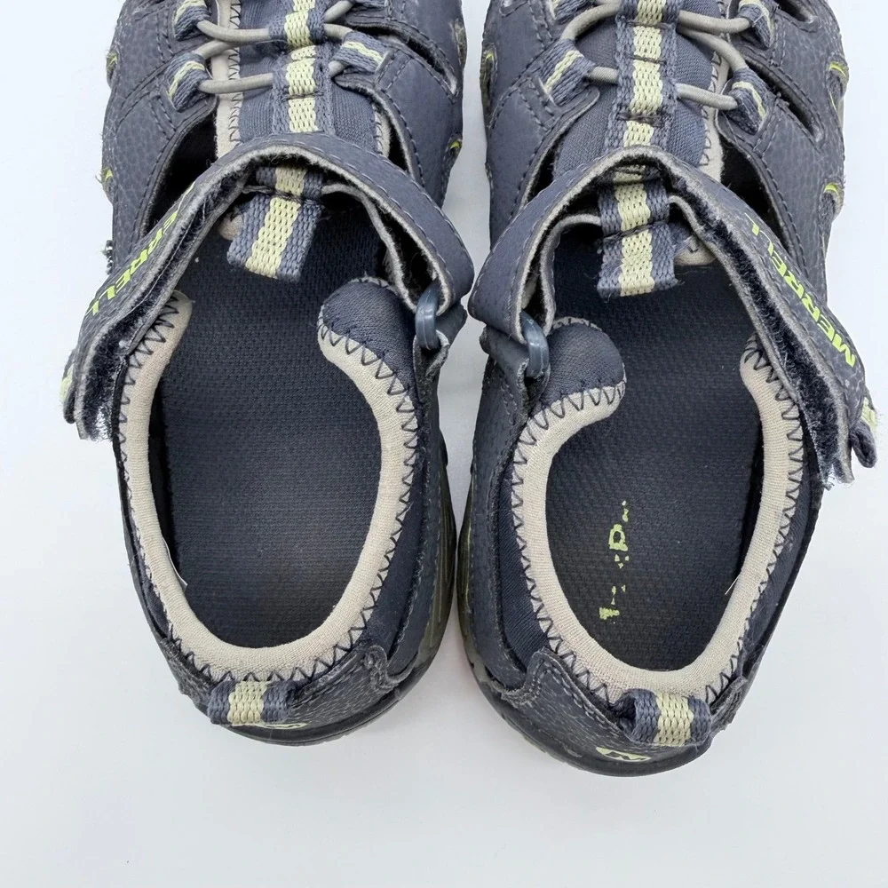 Merrell Hydro Kids Water Sandals Grey Lime Green Size 2M MC54859 Hiking Shoes